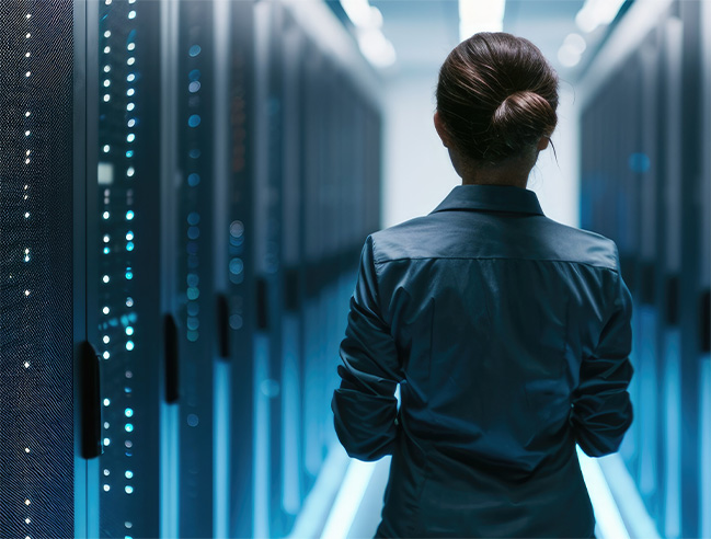 Woman looking at servers